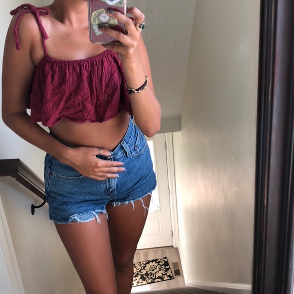 Red flowy crop top - Picture 1 of 4